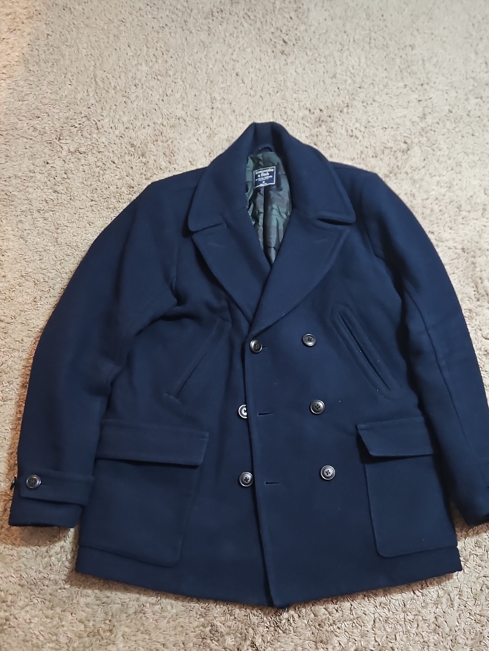 Abercrombie & Fitch- Men's Navy Wool Peacoat